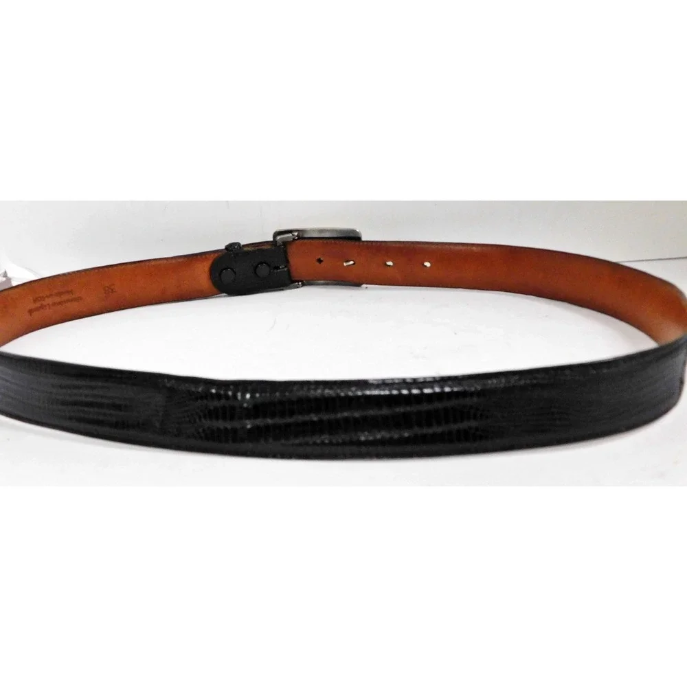 PAT AREIAS‎ BLACK LIZARD BELT  W/ STERLING BUCKLE sz 38